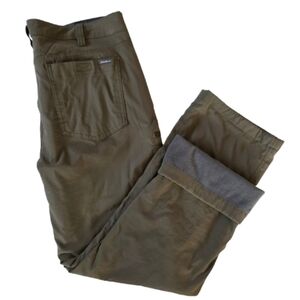 Eddie Bauer Olive Fleece Lined Tech Pants Sz 36×30 Hiking Outdoor Trails Granola